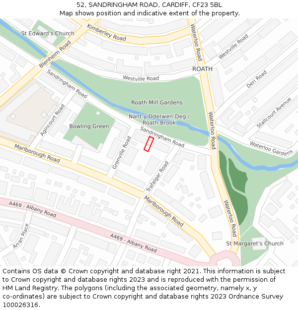 52, SANDRINGHAM ROAD, CARDIFF, CF23 5BL: Location map and indicative extent of plot