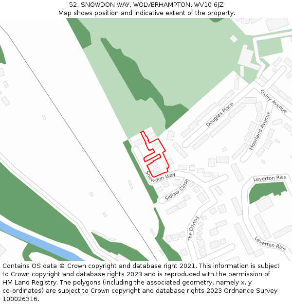 52, SNOWDON WAY, WOLVERHAMPTON, WV10 6JZ: Location map and indicative extent of plot