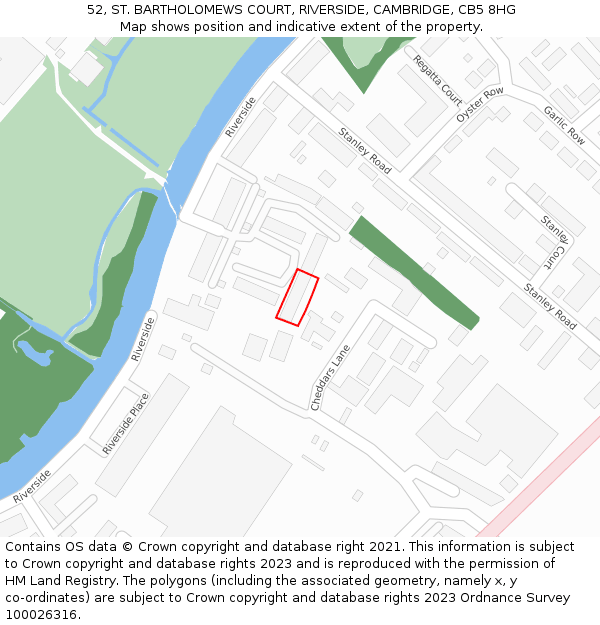 52, ST. BARTHOLOMEWS COURT, RIVERSIDE, CAMBRIDGE, CB5 8HG: Location map and indicative extent of plot