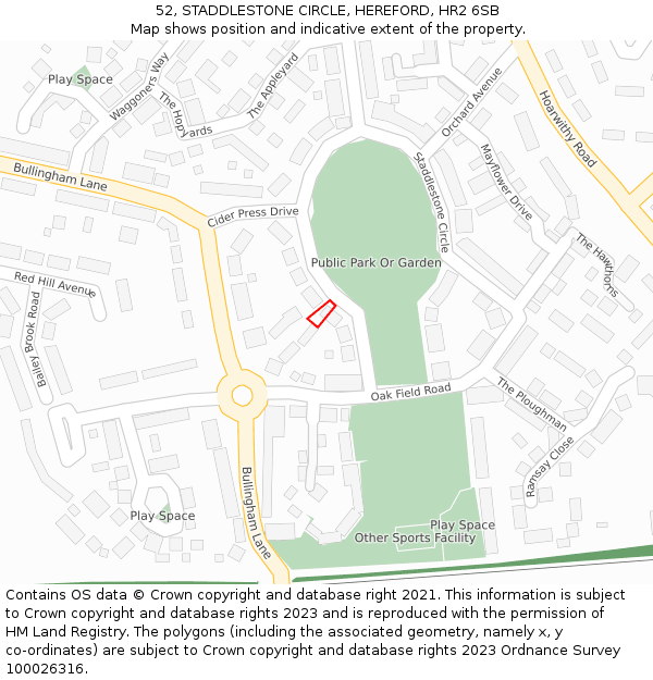 52, STADDLESTONE CIRCLE, HEREFORD, HR2 6SB: Location map and indicative extent of plot