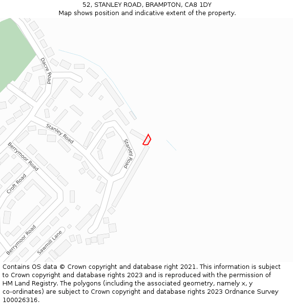 52, STANLEY ROAD, BRAMPTON, CA8 1DY: Location map and indicative extent of plot