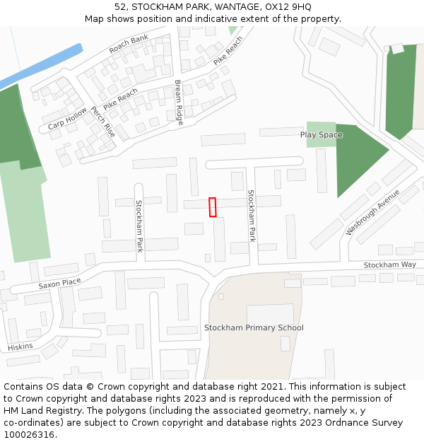 52, STOCKHAM PARK, WANTAGE, OX12 9HQ: Location map and indicative extent of plot