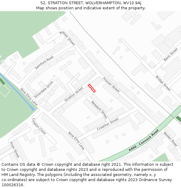 52, STRATTON STREET, WOLVERHAMPTON, WV10 9AJ: Location map and indicative extent of plot