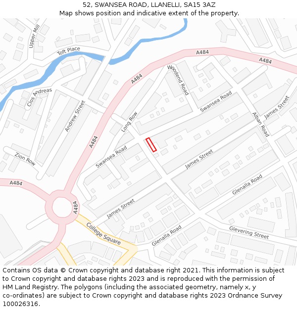 52, SWANSEA ROAD, LLANELLI, SA15 3AZ: Location map and indicative extent of plot