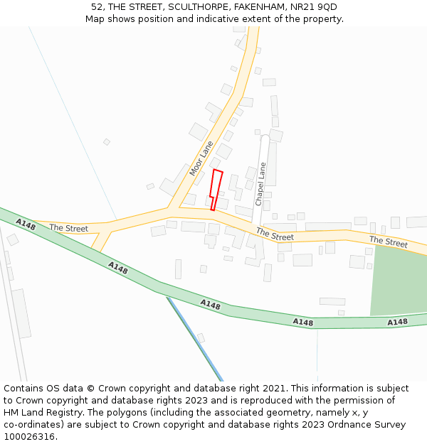52, THE STREET, SCULTHORPE, FAKENHAM, NR21 9QD: Location map and indicative extent of plot