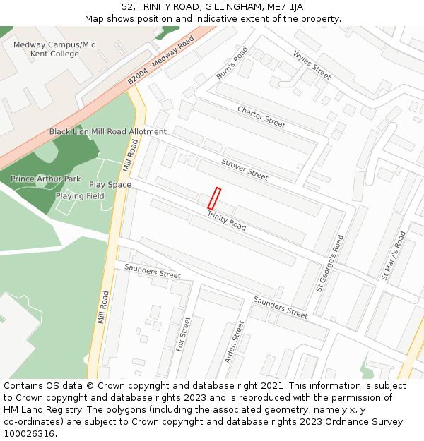 52, TRINITY ROAD, GILLINGHAM, ME7 1JA: Location map and indicative extent of plot