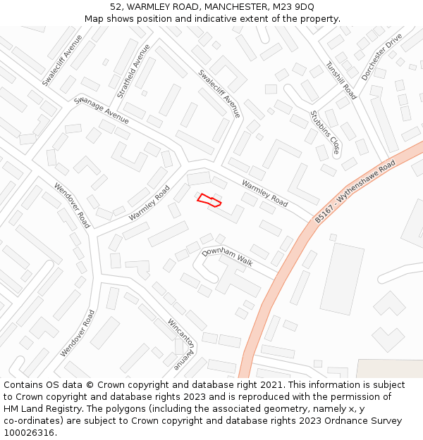 52, WARMLEY ROAD, MANCHESTER, M23 9DQ: Location map and indicative extent of plot
