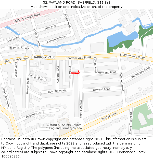 52, WAYLAND ROAD, SHEFFIELD, S11 8YE: Location map and indicative extent of plot