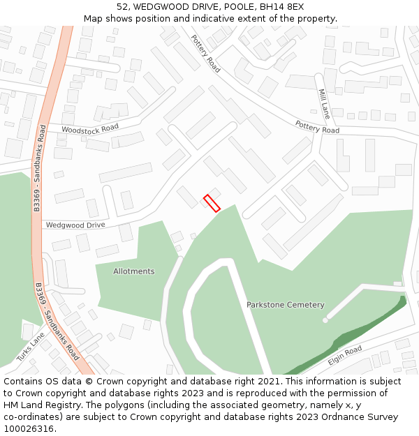 52, WEDGWOOD DRIVE, POOLE, BH14 8EX: Location map and indicative extent of plot