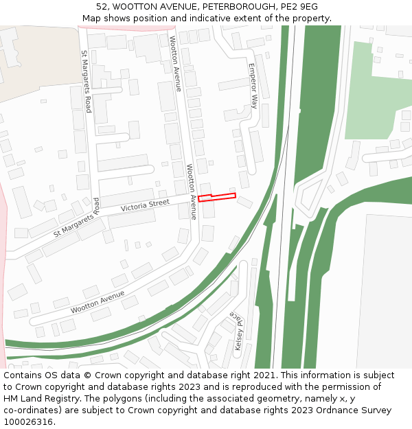 52, WOOTTON AVENUE, PETERBOROUGH, PE2 9EG: Location map and indicative extent of plot