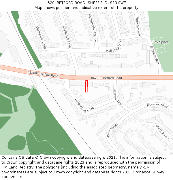 520, RETFORD ROAD, SHEFFIELD, S13 9WE: Location map and indicative extent of plot