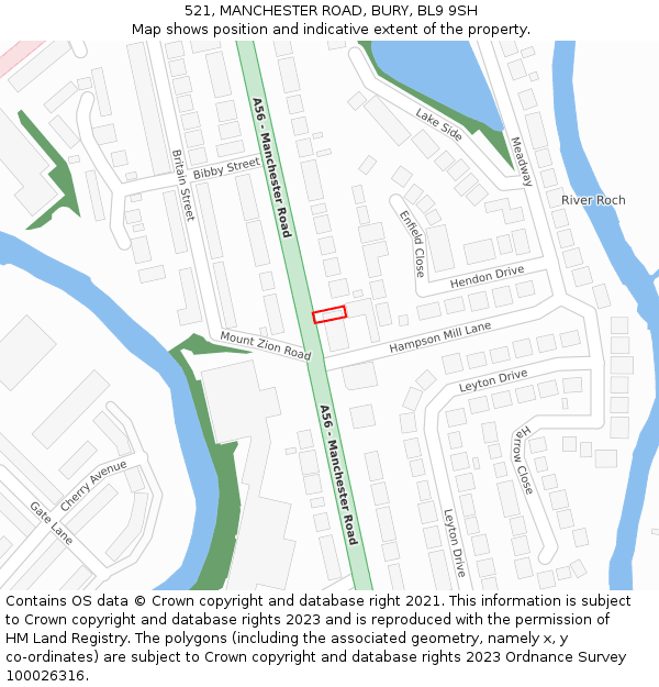 521, MANCHESTER ROAD, BURY, BL9 9SH: Location map and indicative extent of plot