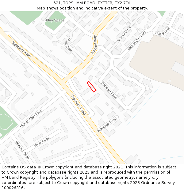 521, TOPSHAM ROAD, EXETER, EX2 7DL: Location map and indicative extent of plot