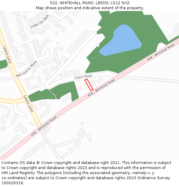 522, WHITEHALL ROAD, LEEDS, LS12 5HZ: Location map and indicative extent of plot
