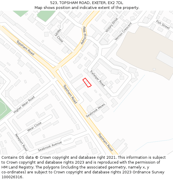 523, TOPSHAM ROAD, EXETER, EX2 7DL: Location map and indicative extent of plot