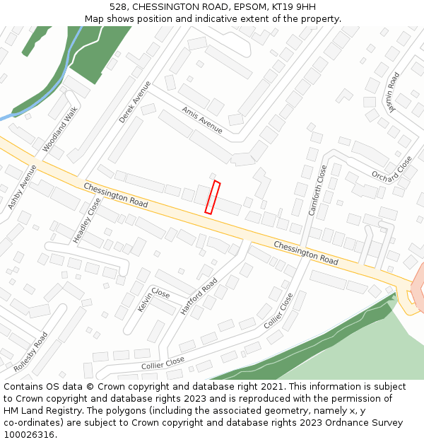 528, CHESSINGTON ROAD, EPSOM, KT19 9HH: Location map and indicative extent of plot