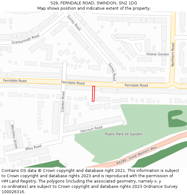 529, FERNDALE ROAD, SWINDON, SN2 1DG: Location map and indicative extent of plot