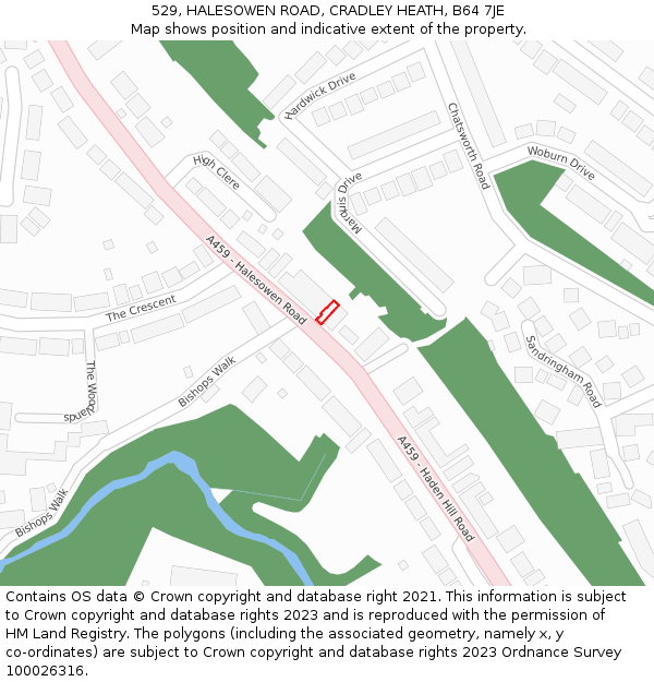 529, HALESOWEN ROAD, CRADLEY HEATH, B64 7JE: Location map and indicative extent of plot