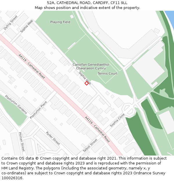 52A, CATHEDRAL ROAD, CARDIFF, CF11 9LL: Location map and indicative extent of plot