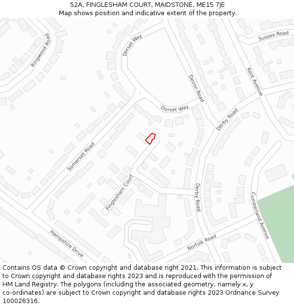 52A, FINGLESHAM COURT, MAIDSTONE, ME15 7JE: Location map and indicative extent of plot