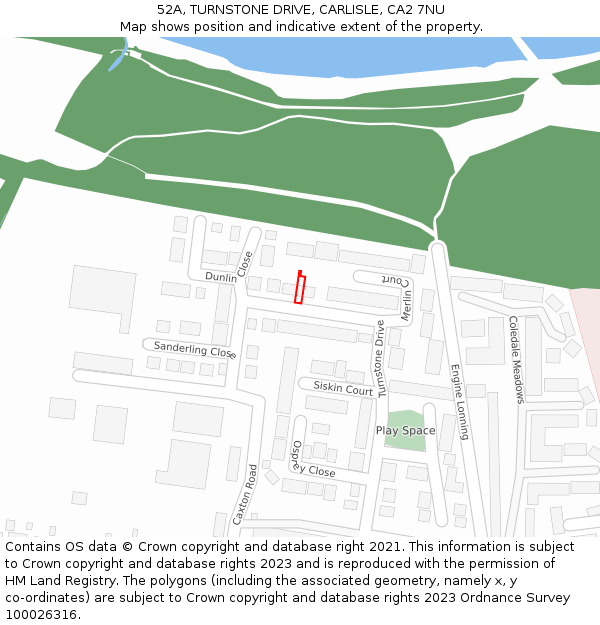 52A, TURNSTONE DRIVE, CARLISLE, CA2 7NU: Location map and indicative extent of plot