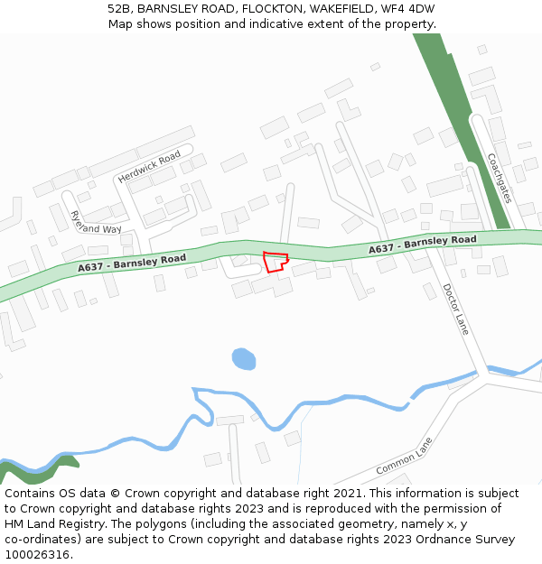 52B, BARNSLEY ROAD, FLOCKTON, WAKEFIELD, WF4 4DW: Location map and indicative extent of plot