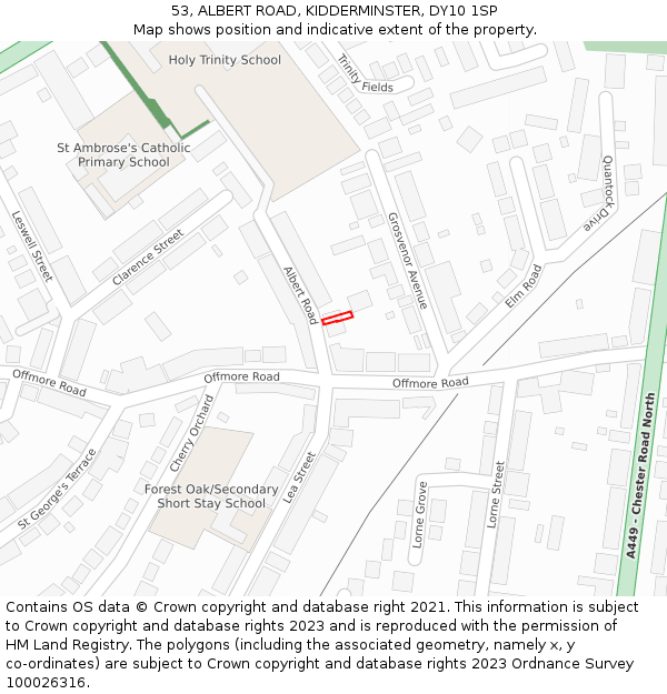 53, ALBERT ROAD, KIDDERMINSTER, DY10 1SP: Location map and indicative extent of plot
