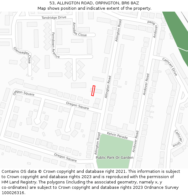 53, ALLINGTON ROAD, ORPINGTON, BR6 8AZ: Location map and indicative extent of plot