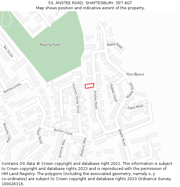 53, ANSTEE ROAD, SHAFTESBURY, SP7 8GT: Location map and indicative extent of plot