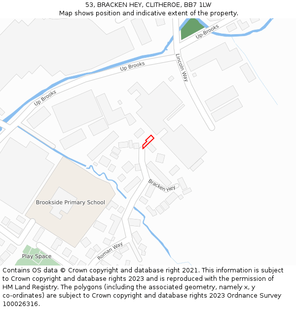 53, BRACKEN HEY, CLITHEROE, BB7 1LW: Location map and indicative extent of plot