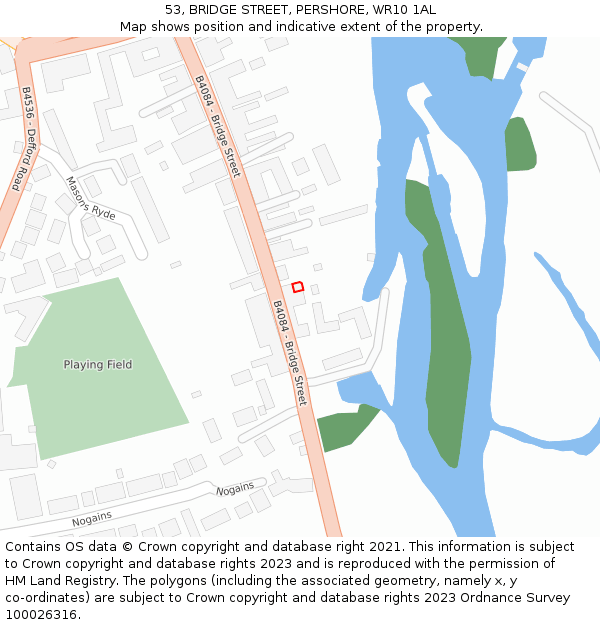 53, BRIDGE STREET, PERSHORE, WR10 1AL: Location map and indicative extent of plot