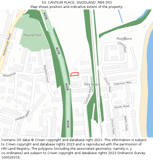 53, CANTIUM PLACE, SNODLAND, ME6 5FD: Location map and indicative extent of plot