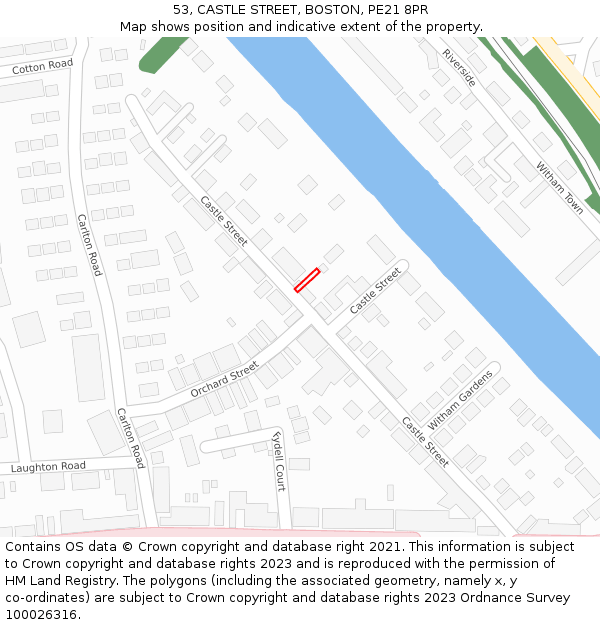 53, CASTLE STREET, BOSTON, PE21 8PR: Location map and indicative extent of plot