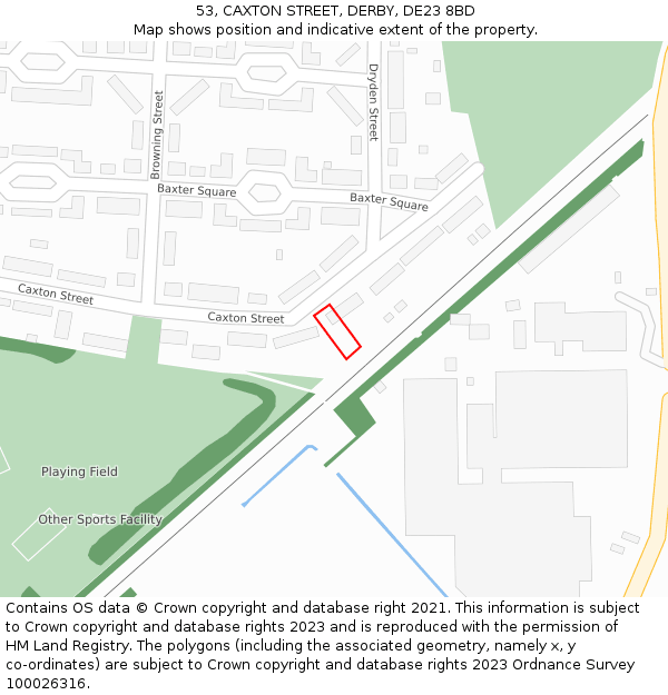 53, CAXTON STREET, DERBY, DE23 8BD: Location map and indicative extent of plot