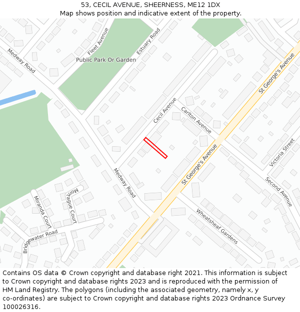 53, CECIL AVENUE, SHEERNESS, ME12 1DX: Location map and indicative extent of plot