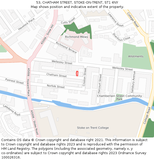 53, CHATHAM STREET, STOKE-ON-TRENT, ST1 4NY: Location map and indicative extent of plot