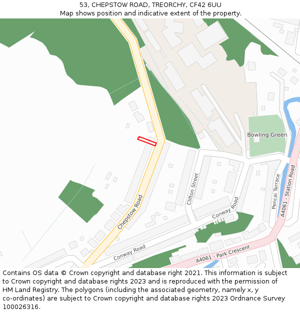 53, CHEPSTOW ROAD, TREORCHY, CF42 6UU: Location map and indicative extent of plot