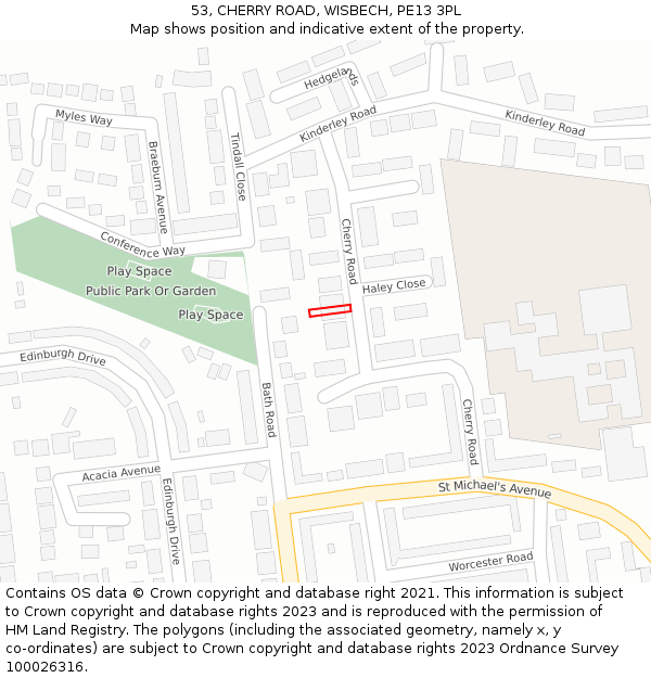 53, CHERRY ROAD, WISBECH, PE13 3PL: Location map and indicative extent of plot