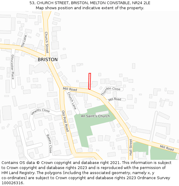 53, CHURCH STREET, BRISTON, MELTON CONSTABLE, NR24 2LE: Location map and indicative extent of plot