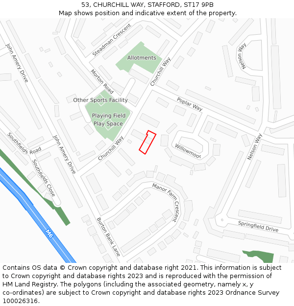 53, CHURCHILL WAY, STAFFORD, ST17 9PB: Location map and indicative extent of plot