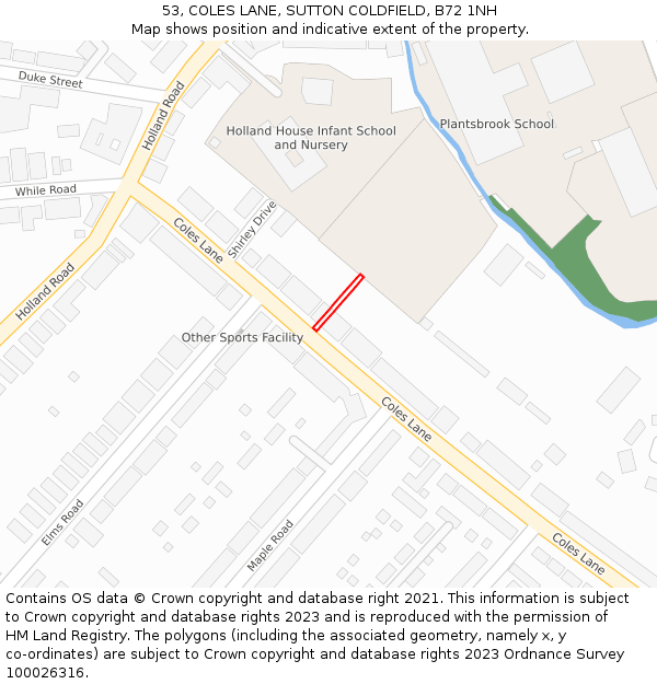 53, COLES LANE, SUTTON COLDFIELD, B72 1NH: Location map and indicative extent of plot