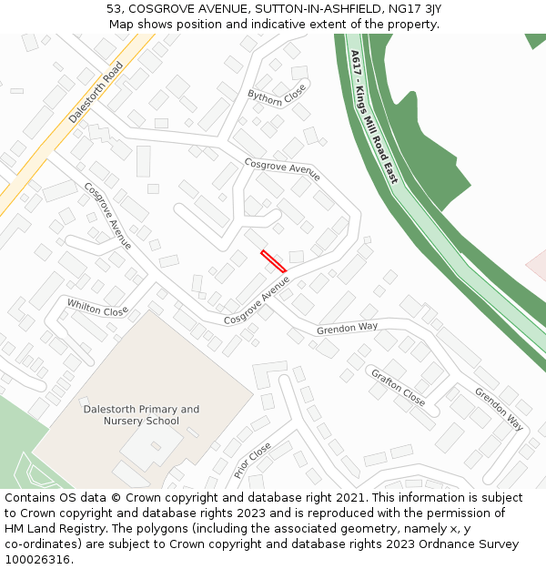 53, COSGROVE AVENUE, SUTTON-IN-ASHFIELD, NG17 3JY: Location map and indicative extent of plot