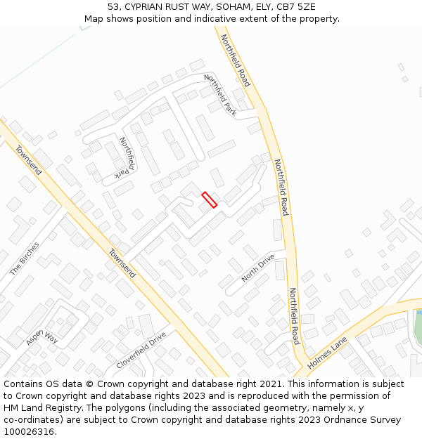53, CYPRIAN RUST WAY, SOHAM, ELY, CB7 5ZE: Location map and indicative extent of plot