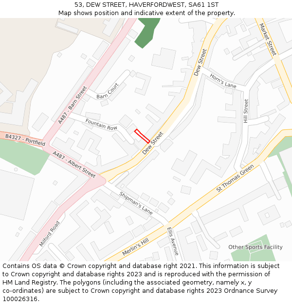 53, DEW STREET, HAVERFORDWEST, SA61 1ST: Location map and indicative extent of plot