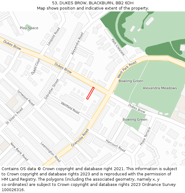 53, DUKES BROW, BLACKBURN, BB2 6DH: Location map and indicative extent of plot