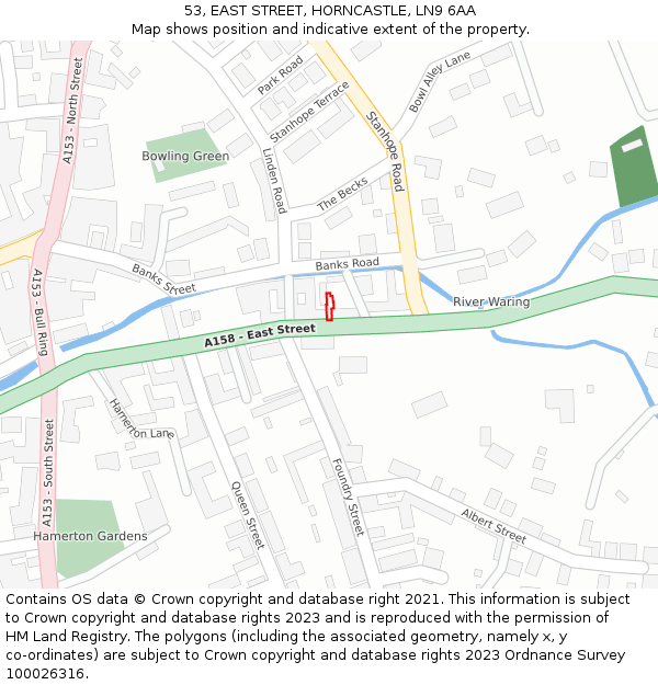 53, EAST STREET, HORNCASTLE, LN9 6AA: Location map and indicative extent of plot