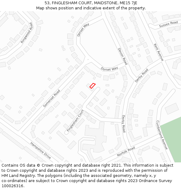 53, FINGLESHAM COURT, MAIDSTONE, ME15 7JE: Location map and indicative extent of plot