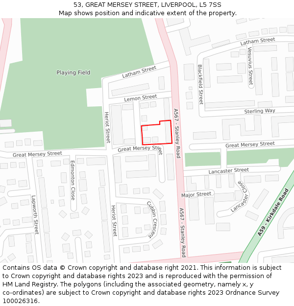 53, GREAT MERSEY STREET, LIVERPOOL, L5 7SS: Location map and indicative extent of plot