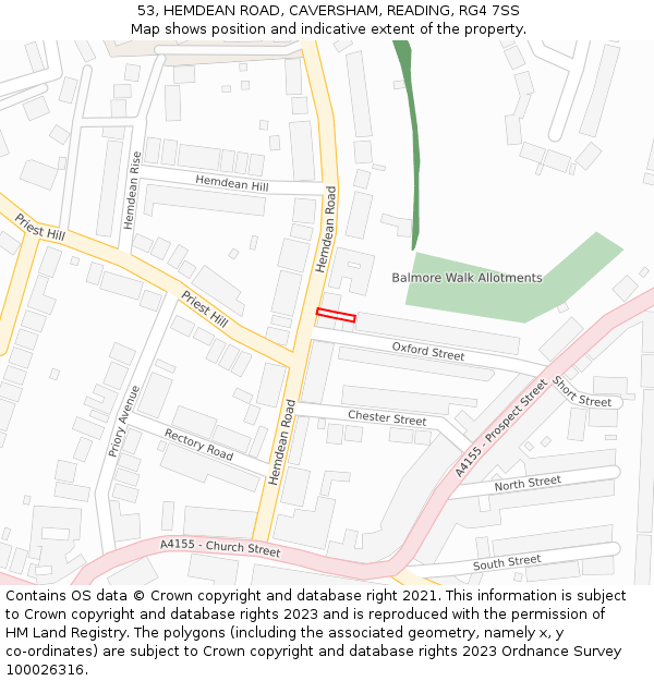 53, HEMDEAN ROAD, CAVERSHAM, READING, RG4 7SS: Location map and indicative extent of plot