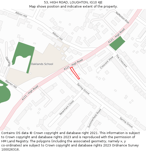 53, HIGH ROAD, LOUGHTON, IG10 4JE: Location map and indicative extent of plot